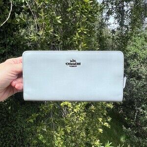 COACH Blue Leather Slim Wallet Credit Card Holder w Silver Hardware AUTHENTIC